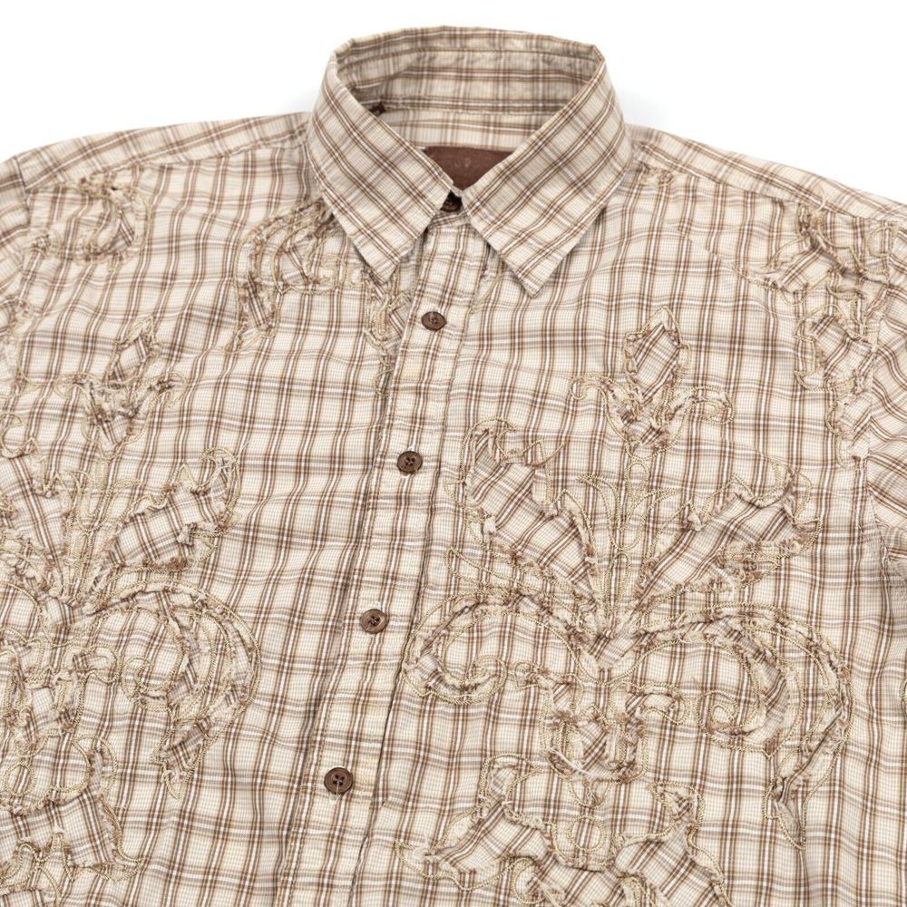 Roar Signature Shirt Men's Large Button Up Embroidered Distressed Long Sleeve‎